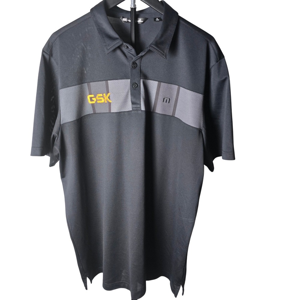 TravisMathew Polo Shirt Men XL Charcoal Grey GSK Logo Performance Golf - Picture 3 of 15